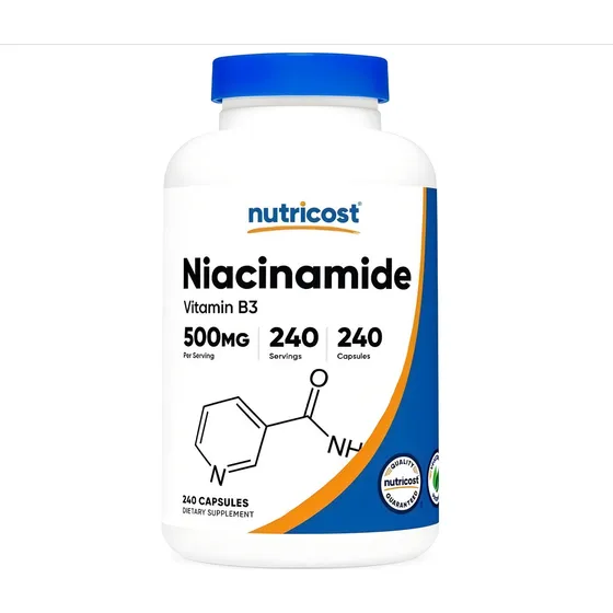 Niacinamida 500mg 240caps Piel Celulas Vitamina B3 Nutricost Sabor Neutro