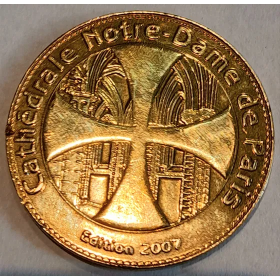 Medalla Catedral Notre Dame De París 2007 35 Mm Dorado 