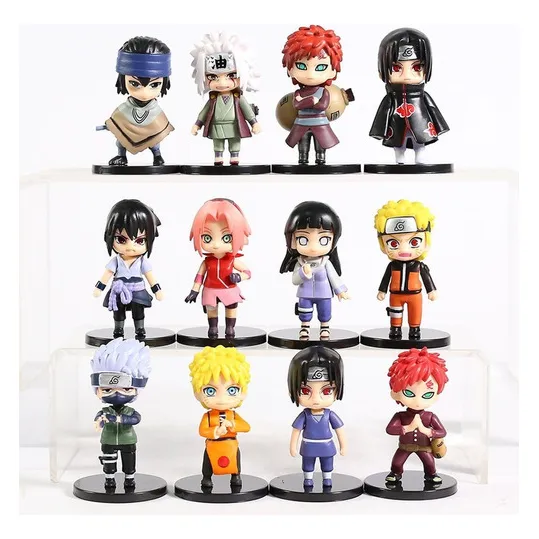 Kit 12 Bonecos Naruto Action Figure Sasuke Itachi Jiraya