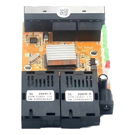 Convertidor Medios 1hilo 10/100 2 Ptos Sc + 4 Rj45 Poe Rever
