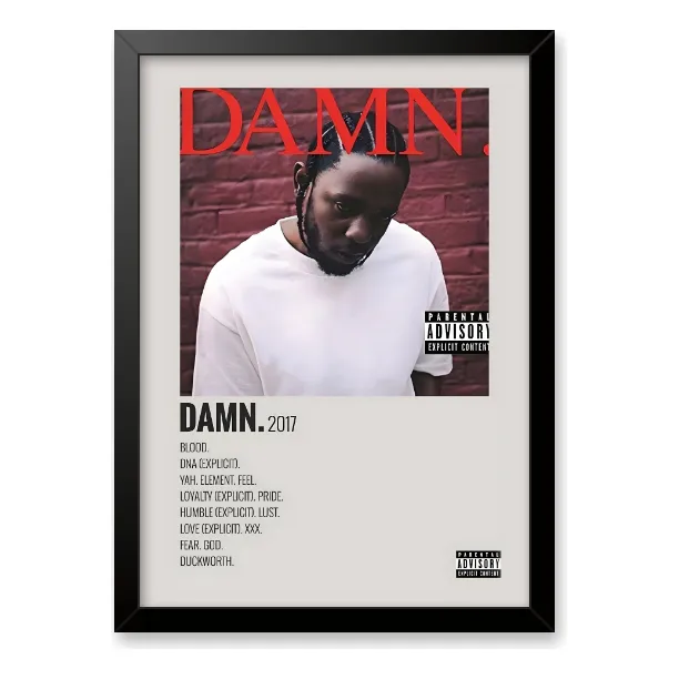 Quadro Kendrick Lamar Álbum, Moldura 33x24m - Álbuns Spotify