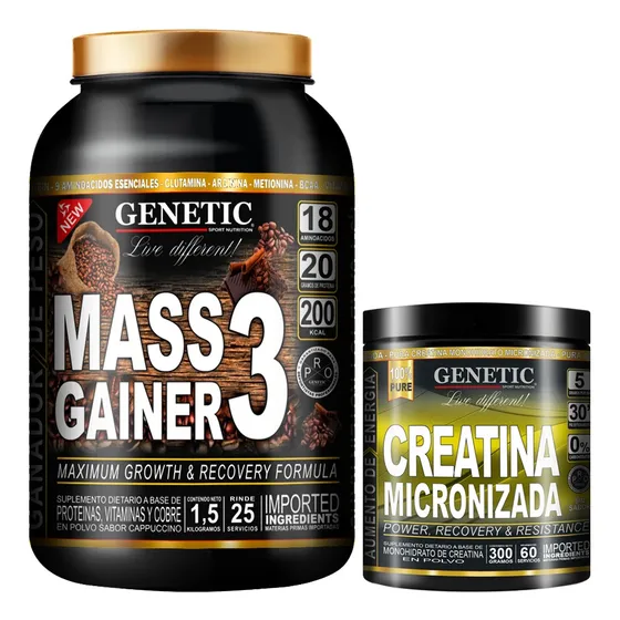 Mass Gainer 1.5kg Creatina Monohidrato Micronizada Genetic