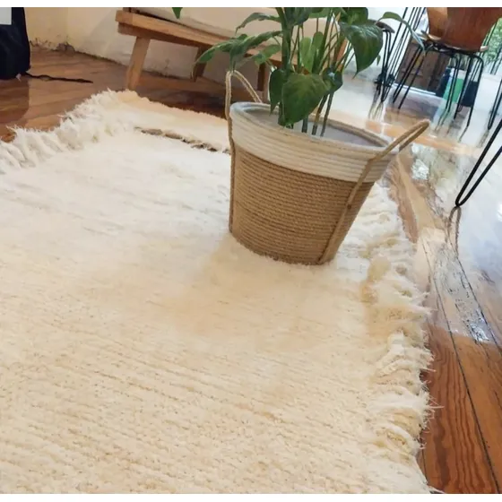 Alfombra Handira Telar 110x65 Cm Ancho 65 cm Color Crudo Diseño de la tela Lisas Largo 110 cm