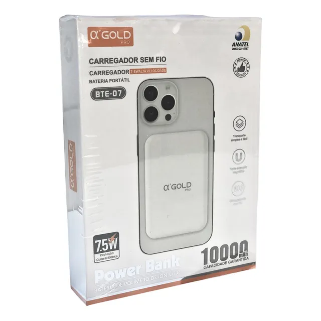 Carregador Turbo Indução 10000mah 7.5w Para Samsung E iPhone
