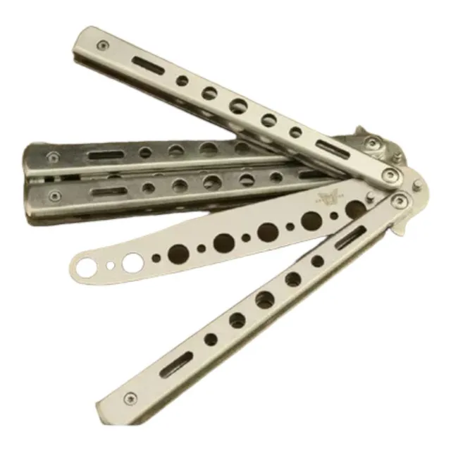 Cuchillo Navaja Mariposa De Entrenamiento Táctico No Filo A Color Cromo