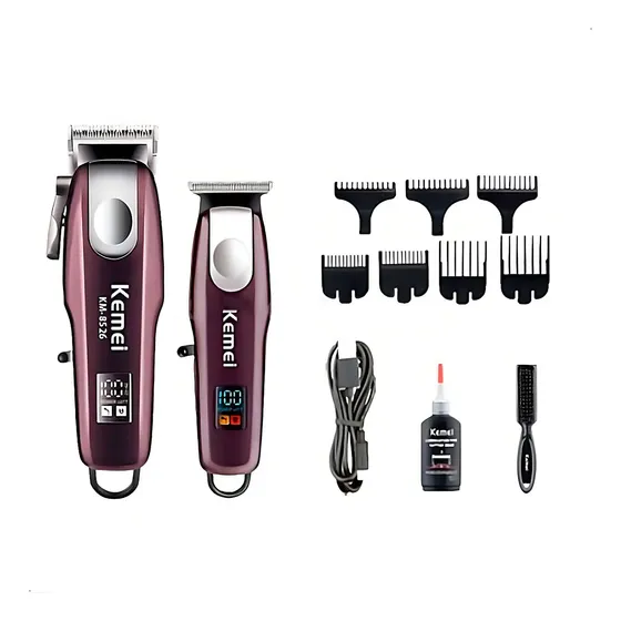 Cortadora de Pelo y Barba Inalámbrica Kemei KM-8526 Violeta 7 Peines | Cuotas sin interés