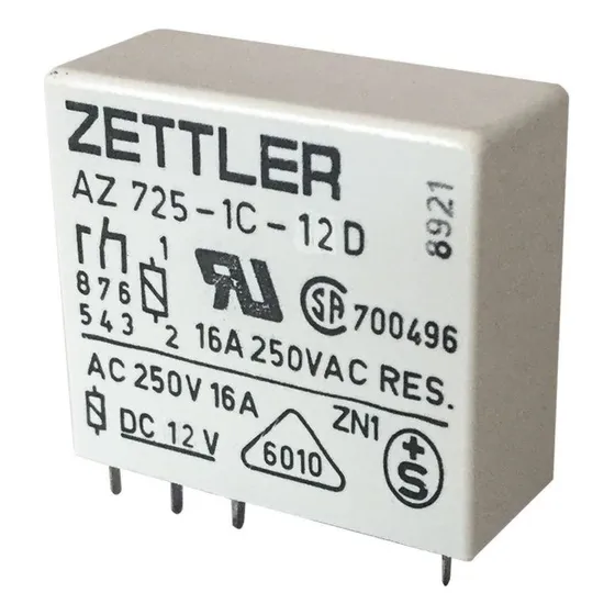 Rele Zettler Az725-1c-12d Altern Omron G2r-1-e-12v 16a 12v 