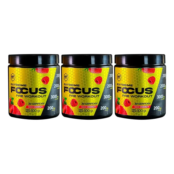 Nf Nutrition Kit X3 Extreme Focus Suplemento Red Energy 300g Sabor Extreme Focus Red Energy