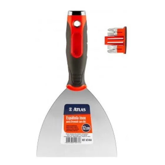 Espátula multiusos Atlas Drywall de acero inoxidable con puntas, 12 cm y 5 pulgadas
