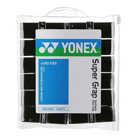 Yonex Super Grap Overgrip 12 unidades Negro