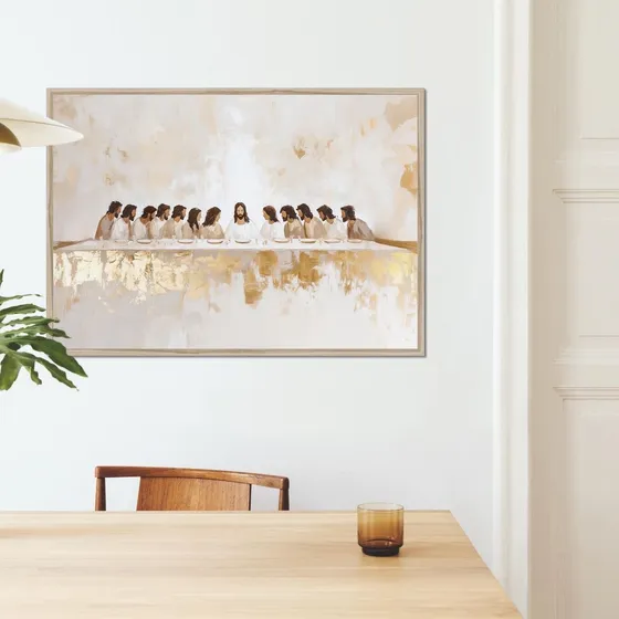 Cuadro Última Cena Arena Dorado Canvas 140x80cm Negro
