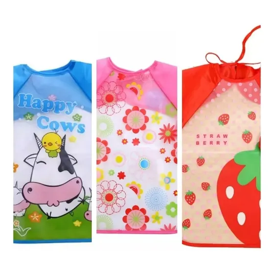 Babero Manga Larga Set X 3 Unidades Babero Impermeable