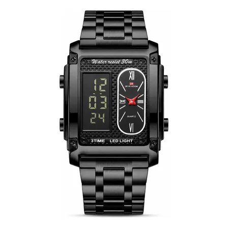 Relógio Masculino Vavavoom Analógico Digital Aço Inox Preto