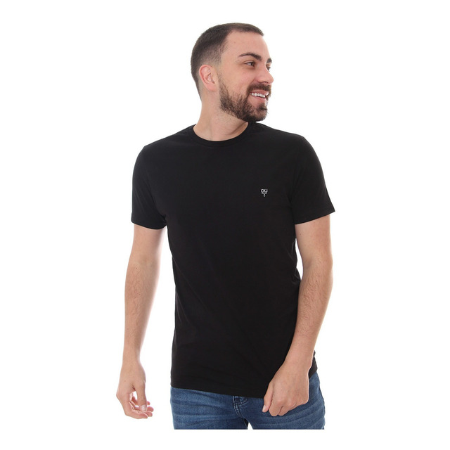 Camiseta Calvin Klein Jeans Masculina Light Omega Logo Preta Camiseta Calvin Klein Jeans Masculina Light Omega Logo Preta