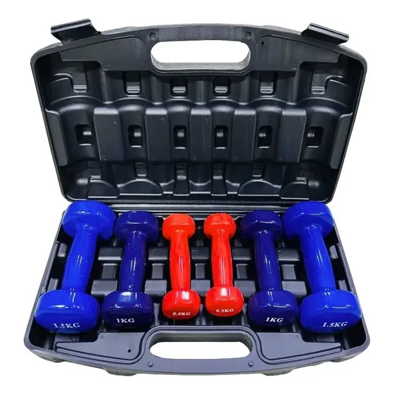Mancuernas 6 Kilos Set 3 Pares Sportfitness Cubierta Vinilo Color Azul Y Rojo | Cuotas sin interés
