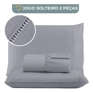 Jogo De Lençol Cama Solteiro 02 Peças 400 Fios Ponto Palito Cor Cinza Desenho Do Tecido Lisa Jogo De Lençol Cama Solteiro 02 Peças 400 Fios Ponto Palito Cor Cinza Desenho Do Tecido Lisa