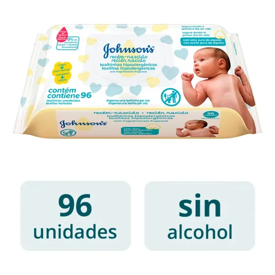 Toallitas Húmedas Johnson's Baby Recién Nacido 96 Unidades