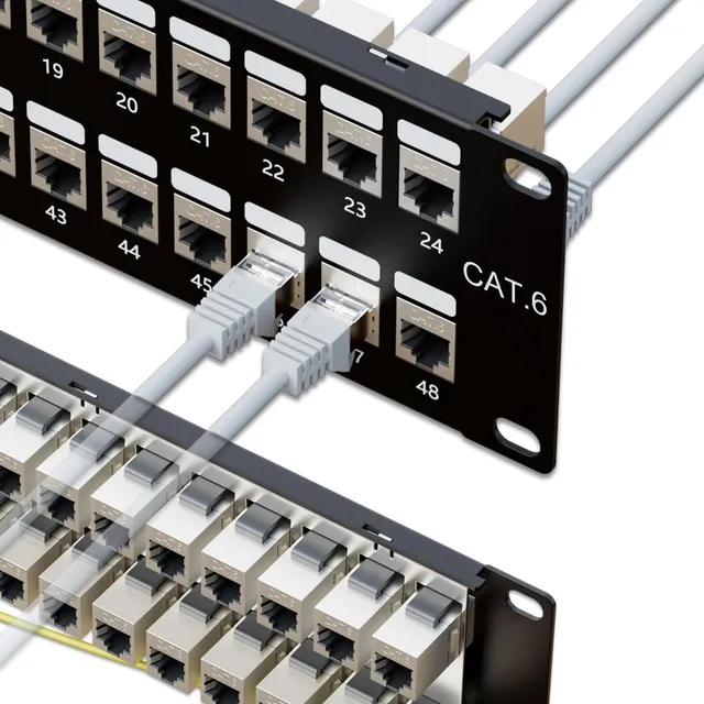 Panel De Conexión Blindado Stp 48 Puertos Rj45 19  Cat6