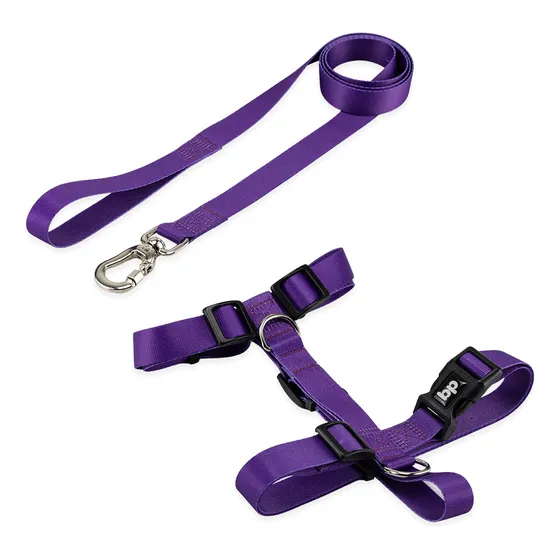 Coleira Peitoral Com Guia Para Cachorro Cães Modelo H Tamanho G Porte Grande Médio Pequeno Basic Pet Cor Roxo