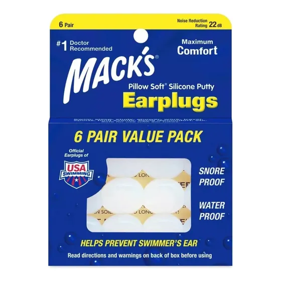 Protector De Oídos Macks Earplug De Silicona Suave 6 Pares