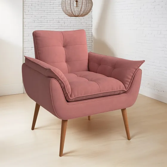 Poltrona Decorativa Luxo Amamentação Sala Quarto Rosa