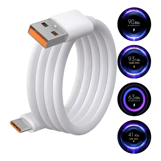 Cabo Turbo 120w 67w 6a Compatível Com Todos Aparelhos Xiaomi
