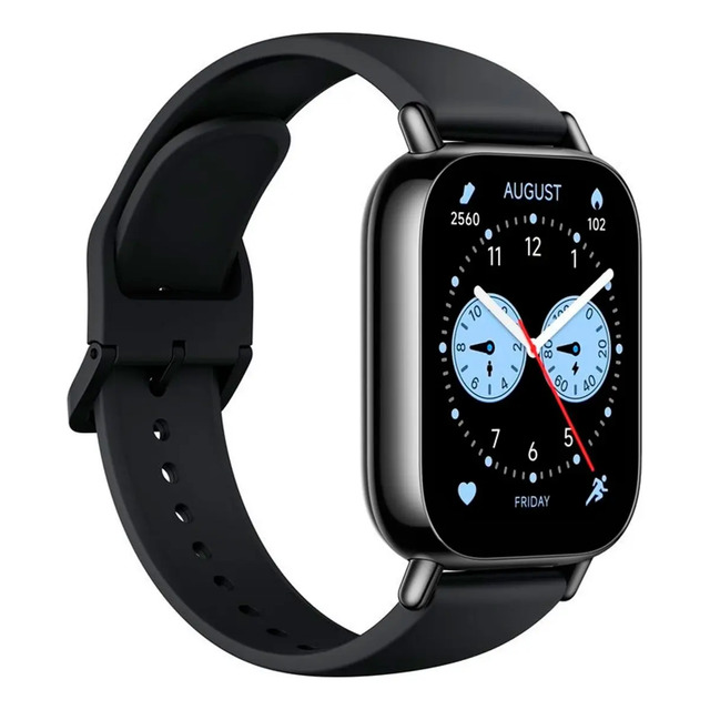 Smartwatch Xiaomi Redmi Watch 5 Lite na cor preta com pulseira de silicone e mostrador digital exibindo informações de data e atividades físicas