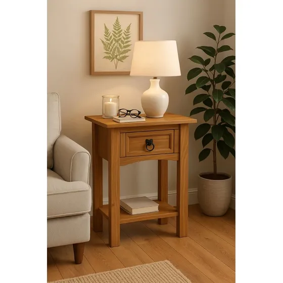 Mesa De Luz Sommier M- Telefono - Living - Dormitorio - Lcm Color Roble