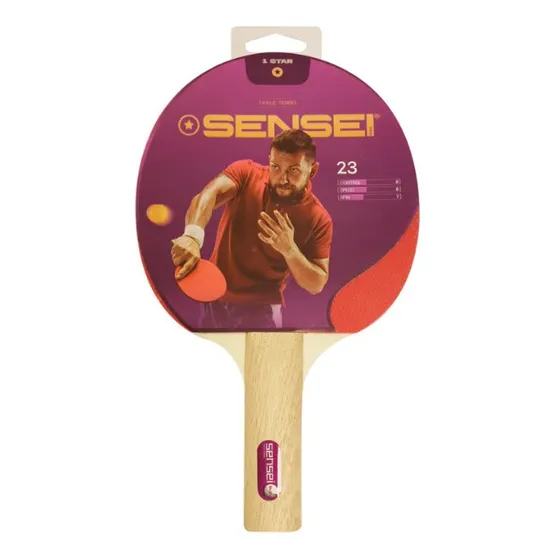 Paleta De Ping Pong Sensei 1 Star Roja / Negra Tenis De Mesa
