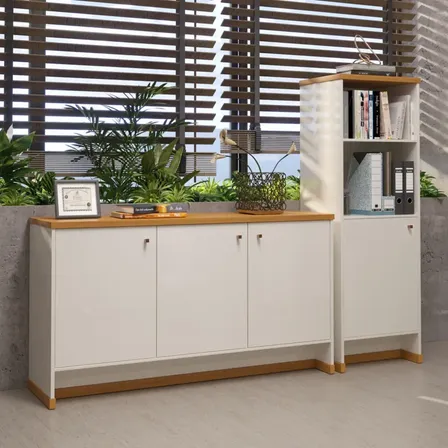 Conjunto Escritório Buffet E Armário Berlin - Vianossa Cor Off White/naturale