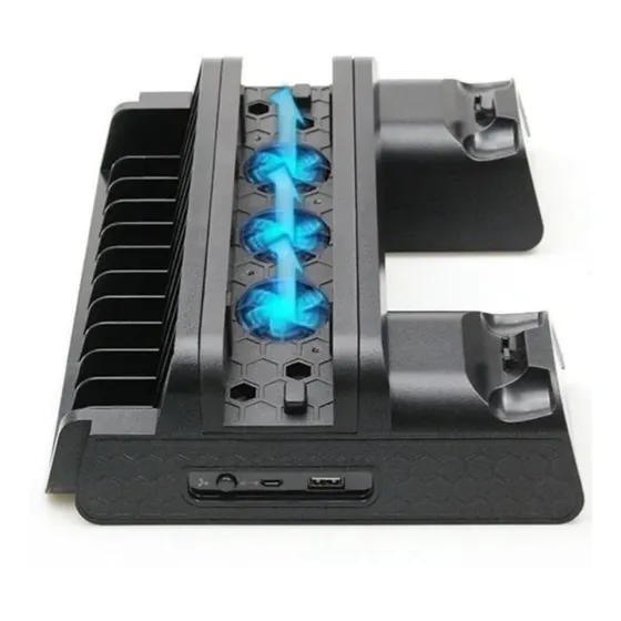 Suporte Base Vertical, Cooler E Carregador Ps4 Pro Slim Fat.