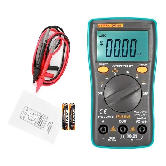 Multimetro Digital Tester Rms Hz Probador Corriente Dm101