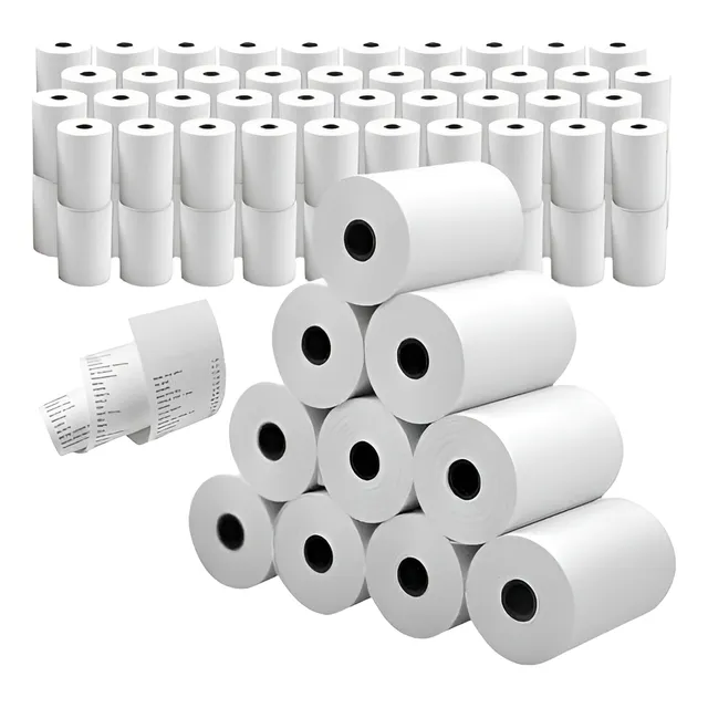Rollo Térmico 80x80 Caja C/100 Pzas Color Blanco 55 Grs