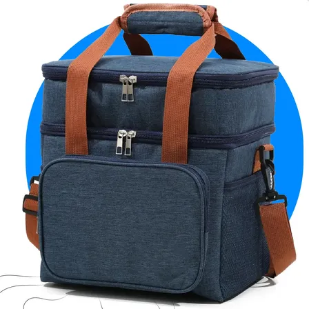 Bolsa Térmica Para Marmita Lancheira Isotérmica Com Alça Transversal Removível Azul Ecomixshop