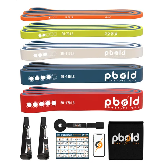 Bandas Para Hacer Ejercicio Ligas De Resistencia Banda Elástica Elástico Kit Dominadas X5 + Accesorios Terabanda Terapia Potencia Tu Entrenamiento Con Pbold