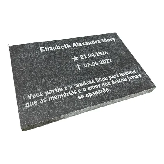 Placa Lápide Túmulo Jazigo Sepultura Cemitério Granito Preto