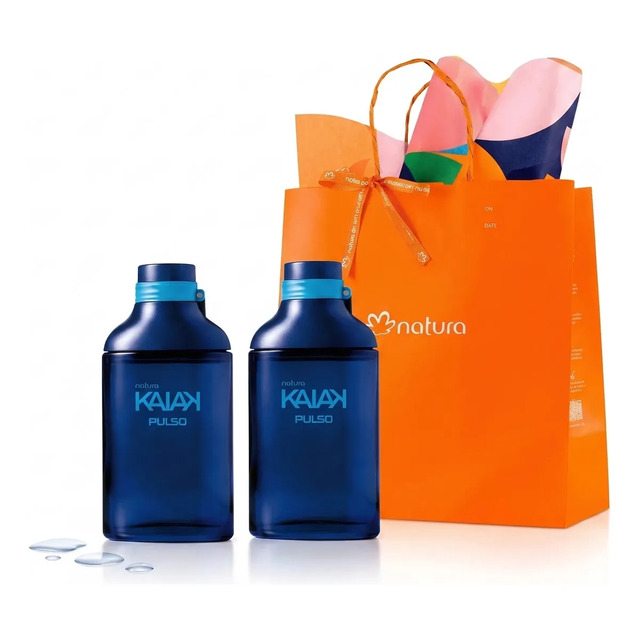 Kit Presente Kaiak Pulso Masculino: 2 Desodorantes Colônia Pulso 100ml + Sacola De Present...