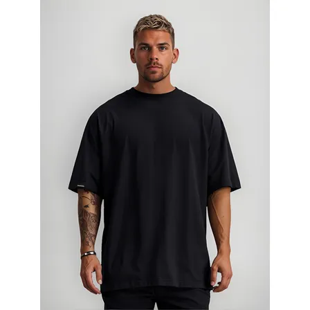 Polera Hombre Oversize Fit Regalo Black Classic Negra V2