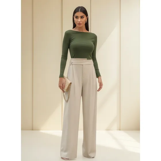 Calça Dot Clothing Pantalona Areia