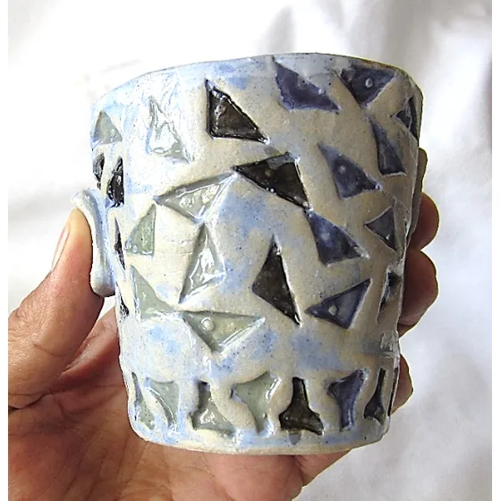 Tarro De Cerámica Fusión Con Piedras Y Esmalte