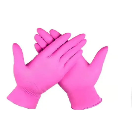 Guantes De Nitrilo Color Rosado Talla Mediano X 100 Unid.