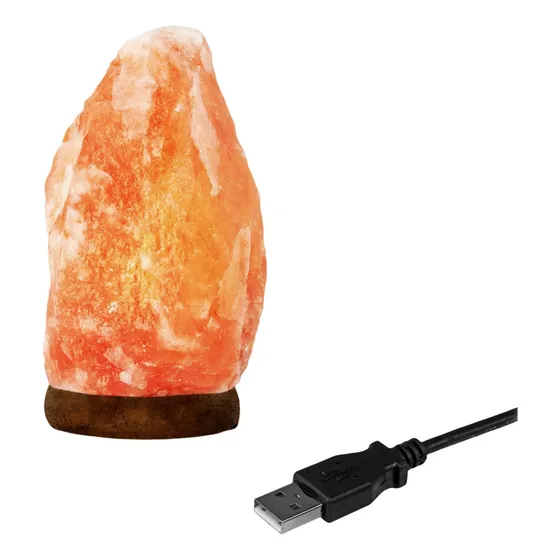 Lampara Rustica De Sal Del Himalaya Con Puerto Usb