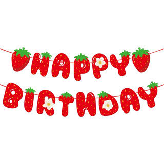 Banner De Fondo De Fresa Decoración De Fiesta De Cumpleaños Banner De Fondo De Fresa Decoración De Fiesta De Cumpleaños