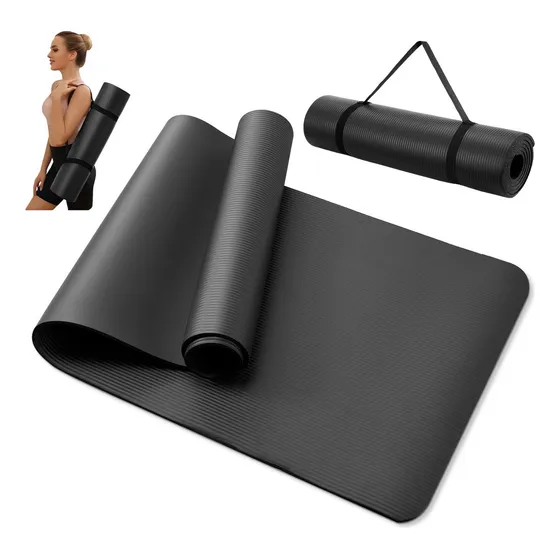 Tapete Yoga Pilates Ejercicio 10 Mm Antideslizante Color Negro