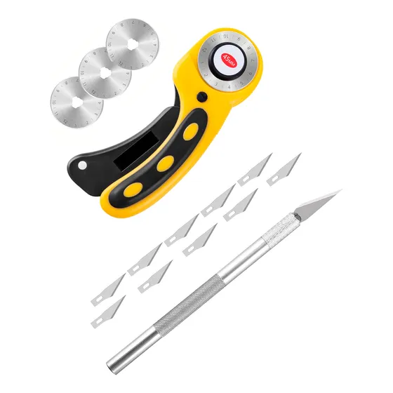 Cutter Rotativo + 3 Cuchillas Rd + Bisturi + 10 Cuchillas Rd