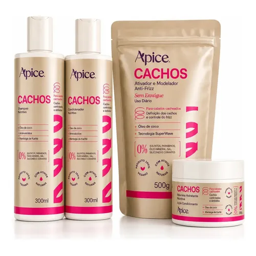 Kit Apse Crespo Shampoo Condicionador Creme De Pentear 1l
