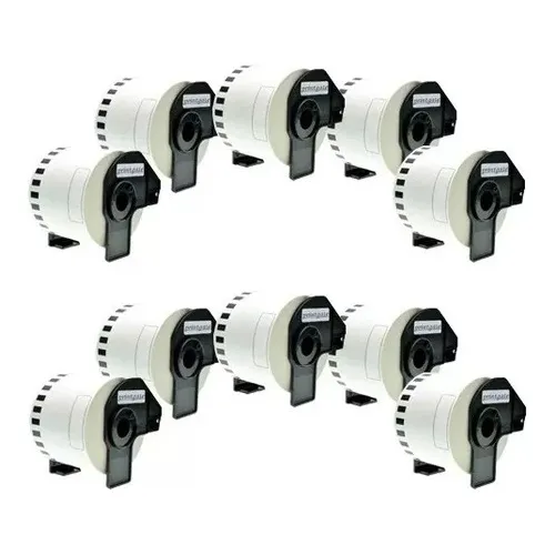 Pack X10 Unidades Cinta Printgate DK-2205 62 Mm Para Rotuladora Ql Brot