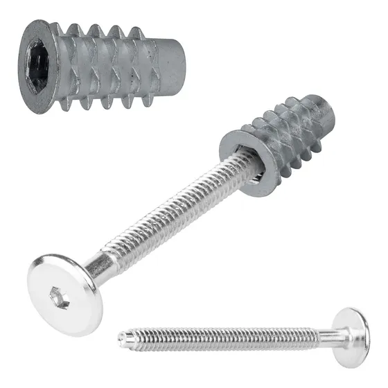 Tornillo Union Con Inserto De Madera Muebles 5 Cm (10 Pzas)