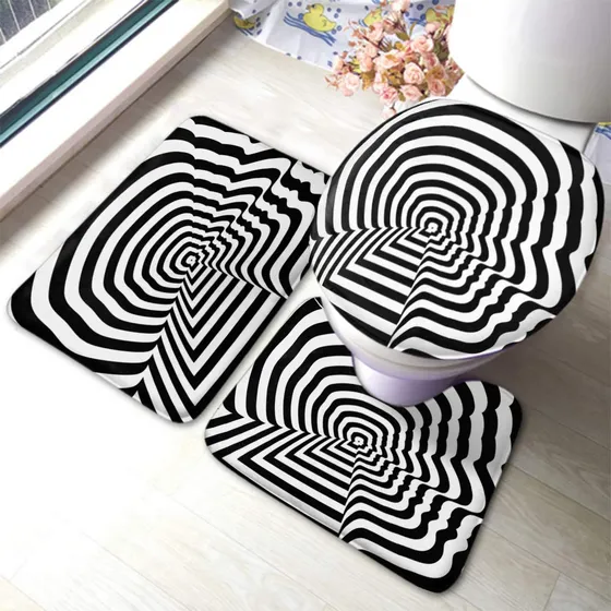 3 Alfombrilla Baño Redonda Forma Monocroma Geometrica