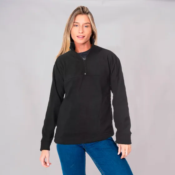 Customs Ba Buzo Polar Mujer Medio Cierre Talles Gdes Has 4xl